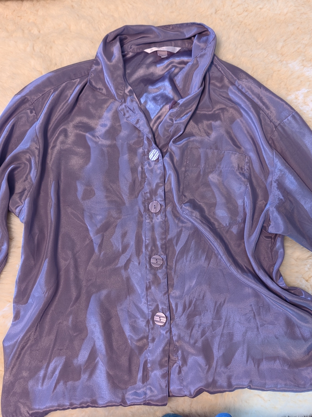 Victoria's Secret Lavender Satin Button-Down Shirt